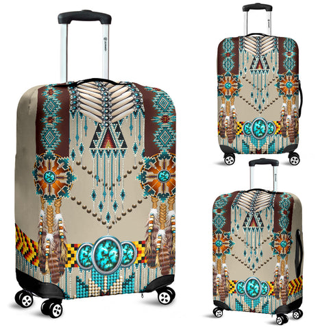 GB-NAT00069 Turquoise Blue Pattern Breastplate Native American Luggage Covers