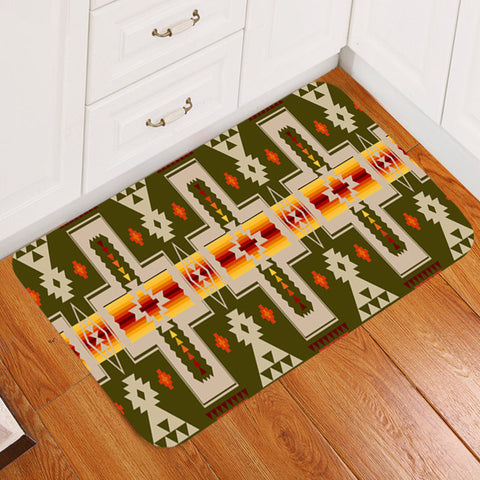 NAT00062-12 Dark Green Tribe Design Native American Doormat
