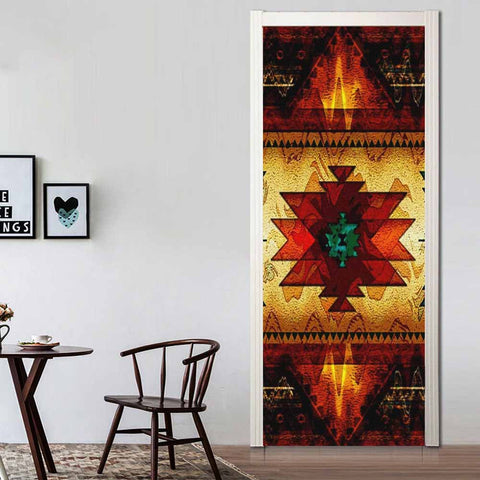 GB-NAT00068	United Tribes Brown Design Native American Door Stickers