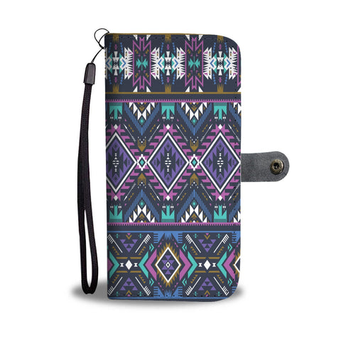 GB-NAT00380 Purple Tribe Pattern Wallet Phone Case