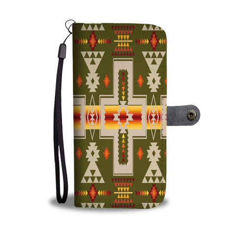 GB-NAT00062-12 Green Tribe Design Native American Wallet Phone Case