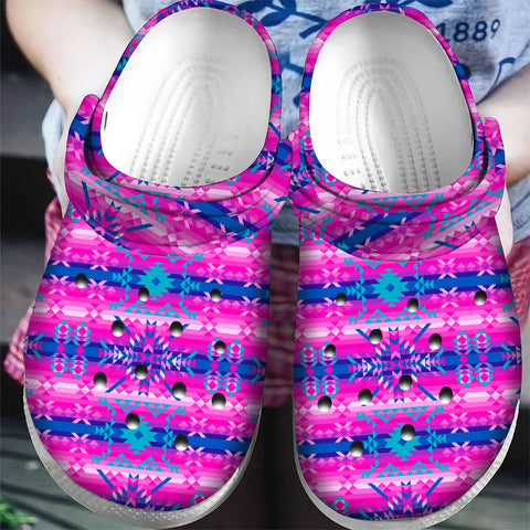 GB-NAT00630 Pink Pattern Native  Crocs Clogs Shoes
