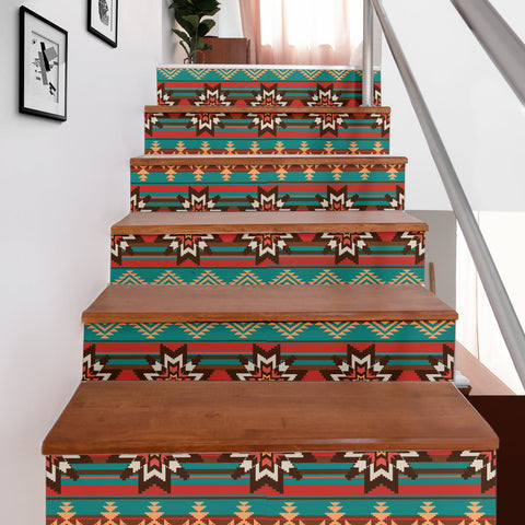 GB-NAT00320 Ethnic Ornament Seamless Pattern Stair Sticker (Set of 6)