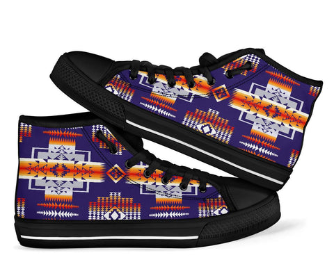 Purple Tribal Native American High Top Shoes