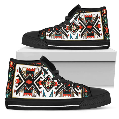 Tribal Pattern Colorful Native American Design Men's High Top Canvas Shoe