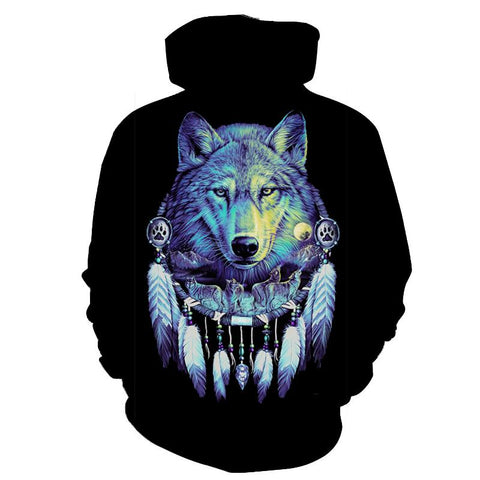 Wolf Dreamcatcher Native American All Over Hoodie