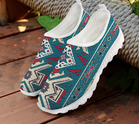 GB-NAT0003 Blue Pink Pattern Native American Mesh Shoes