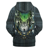 Wolfs Native American All Over Hoodie no link - Powwow Store