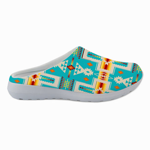 GB-NAT00062-05 Turquoise Tribe Design Native American Mesh Slippers