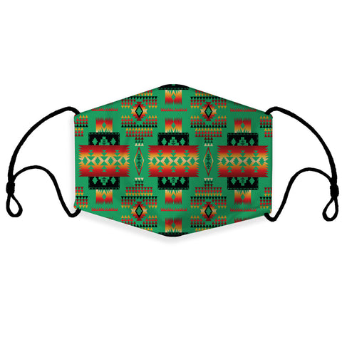 GB-NAT00046-05 Green Tribe Pattern Native American 3D Mask (with 1 filter)