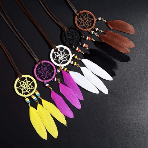Dreamcatcher Simple Leaves Native American Necklace - ProudThunderbird