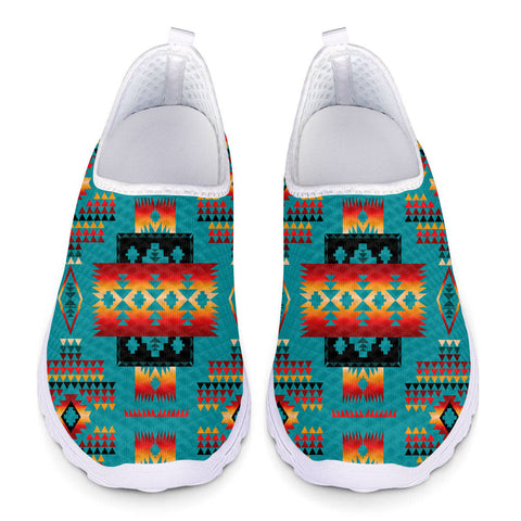 GB-NAT00046-01 Blue Native Tribes Pattern Native American Mesh Shoes