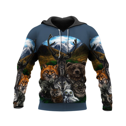 GB-NAT00237 Wolf With Animal 3D Hoodie New