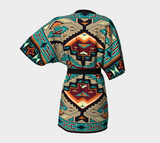 Tribe Blue Pattern Native American Kimono Robe