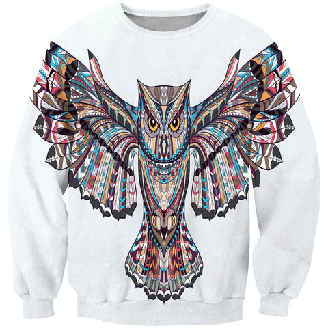 White Owl Native American 3D Sweatshirt