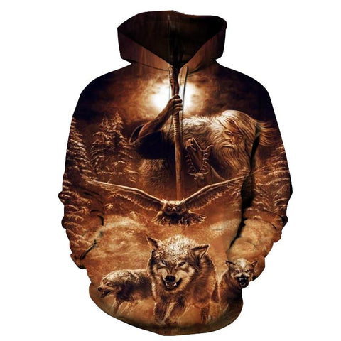 Thunderbird Wolf Native American All Over Hoodie no link - Powwow Store