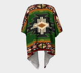 Indigenous Design Green Native American Draped Kimono