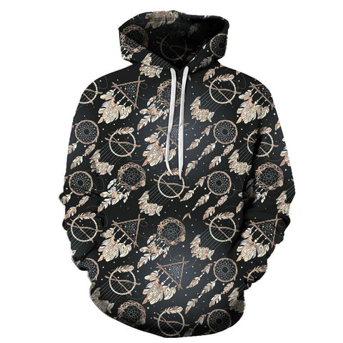 Pattern Black Dreamcatcher Native American All Over Hoodie