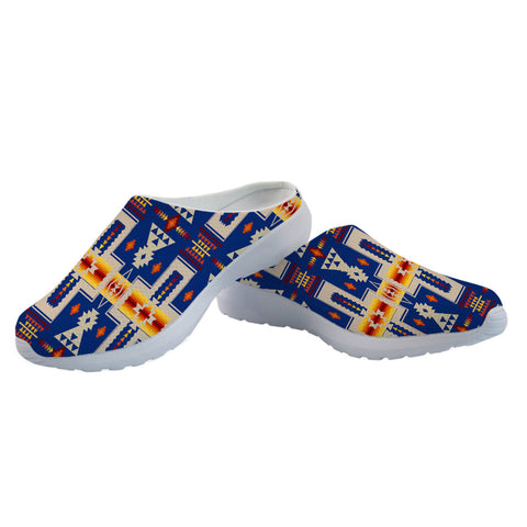 GB-NAT00062-04 Navy Tribe Design Native American Mesh Slippers