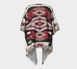 Ethnic Tribal Red Brown Pattern Native American Draped Kimono