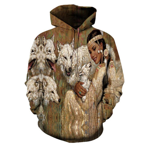 The Wolf White Women  Native American All Over Hoodie no link