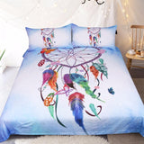 Pink and Sky Blue Feather Dreamcatcher Native American Bedding Set
