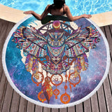 Owl Large Round With Tassels Native American Beach Towel