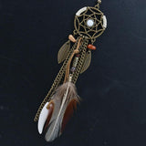 Native American Natural Feather Chain Tassel Dangling Earrings - Powwow Store