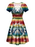 GB-NAT00077 Thunderbird Rainbow Neck Dress
