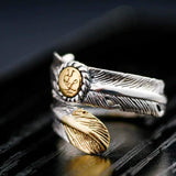 Indian Feather Open Band Native American Ring - ProudThunderbird