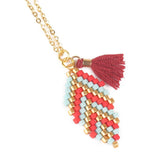 Red Pattern Seed Beads Native American Necklace