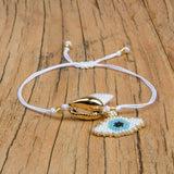 White Evil Eye Seed Beads Native American Bracelet