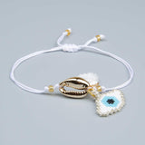 White Evil Eye Seed Beads Native American Bracelet