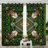 Mandala Green Native American Living Room Curtain