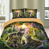 Wolf Happiness Family In The Spring Forest Bedding Set