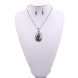 Two Blue Stones With Leaf Native American Necklace