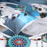 White Wolf Couple Dreamcatcher Native American Bedding Set no link