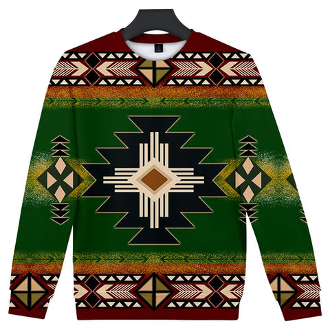 Green Color Native American 3D Sweatshirt