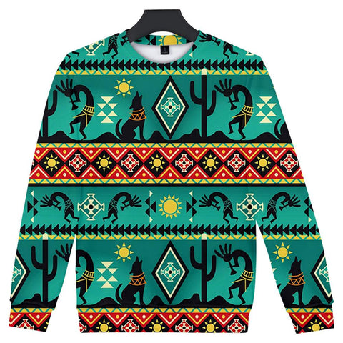 Kokopelli Myth Green Native American 3D Sweatshirt