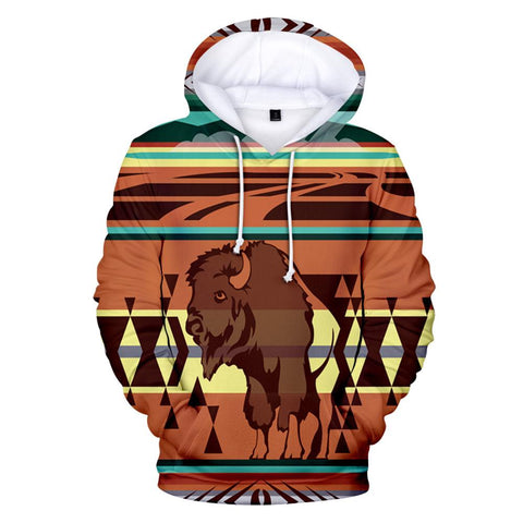 Native Bison Buffalo Native American All Over Hoodie - Powwow Store