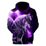 Wolf Purple Native American All Over Hoodie - Powwow Store