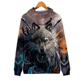 Wolf Face With Dreamcatcher 3D Native American Hoodies - Powwow Store