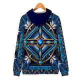 Native American Mandala Pattern Blue All Over Hoodie - Powwow Store