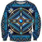 Mandala Blue Flower Native American Design 3D Sweatshirt