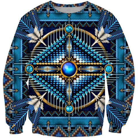 Mandala Blue Flower Native American Design 3D Sweatshirt