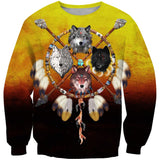Wolves Warriors Native American Design 3D Sweatshirt