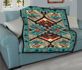 Blue United Tribes Art Native American Design Premium Quilt - ProudThunderbird