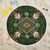 Mandala Green Native American Pride Beach Blanket