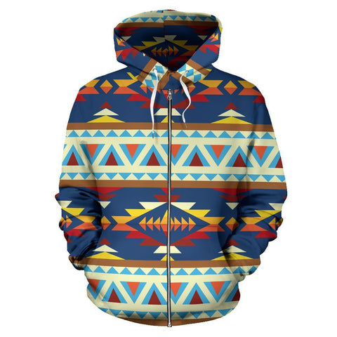 Pattern Geometric 3D Native American Zipper Hoodies no link