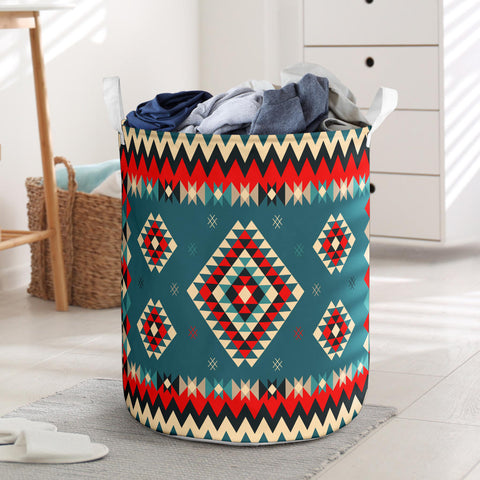 GB-NAT00415 Ethnic Geometric Red Pattern Laundry Basket